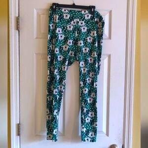 Lularoe Tall and Curvy Minnie Mouse Green Polka Dot Leggings